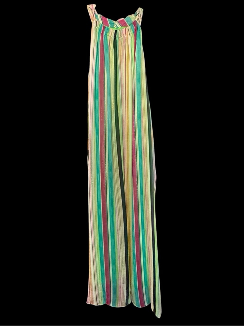 Maggie London Layla Halter Maxi Dress Seville Stripe Green Magenta NWT - Picture 2 of 8